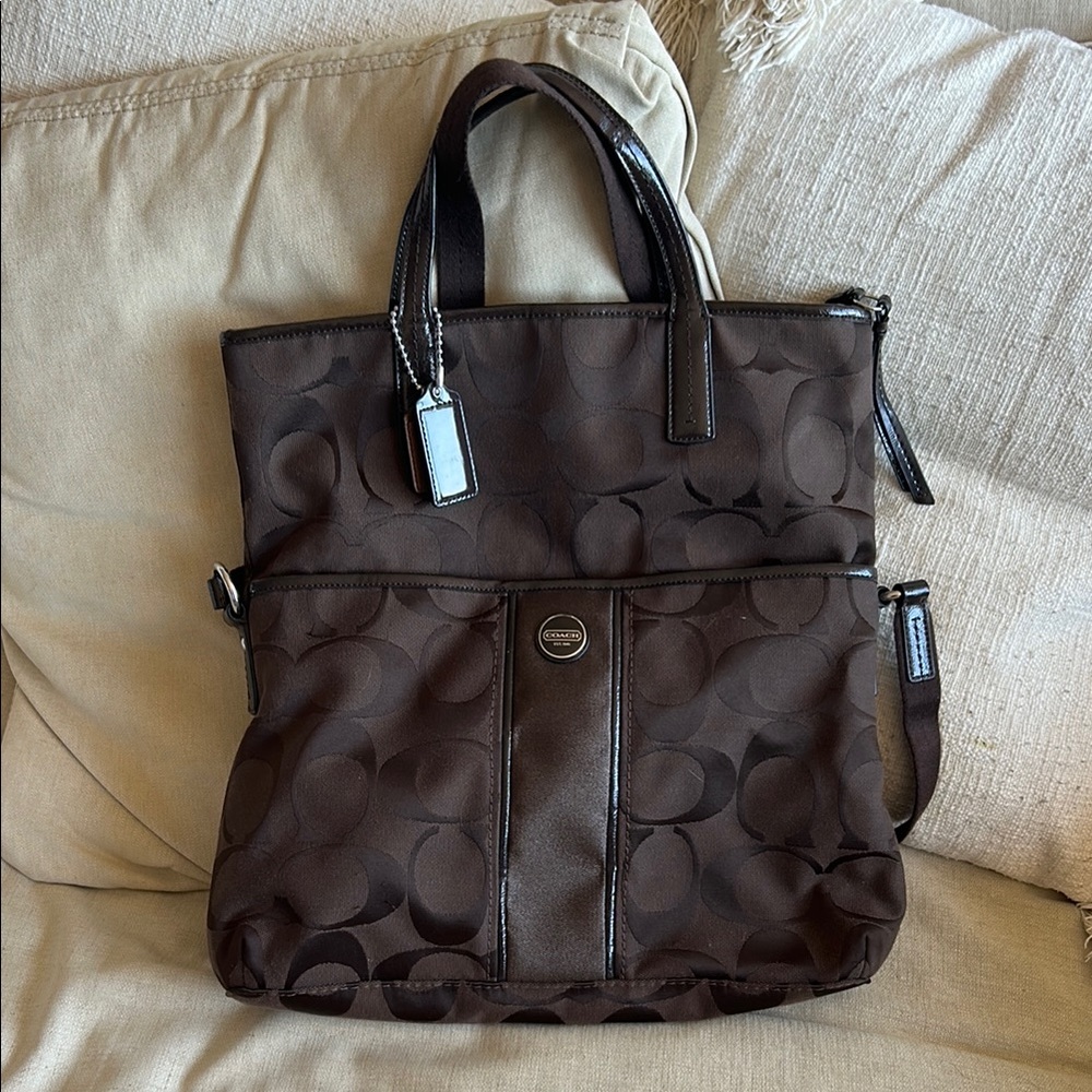 Chocolate Brown Coach Signature Tote Bag